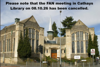 Cathays Library FAN meeting cancelled 08.10.26